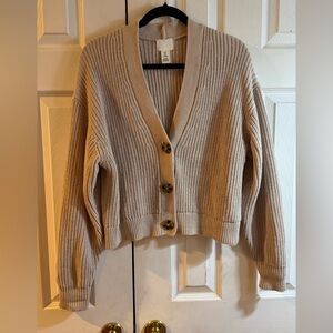 H&M Tan Button-Up Cardigan Sweater
